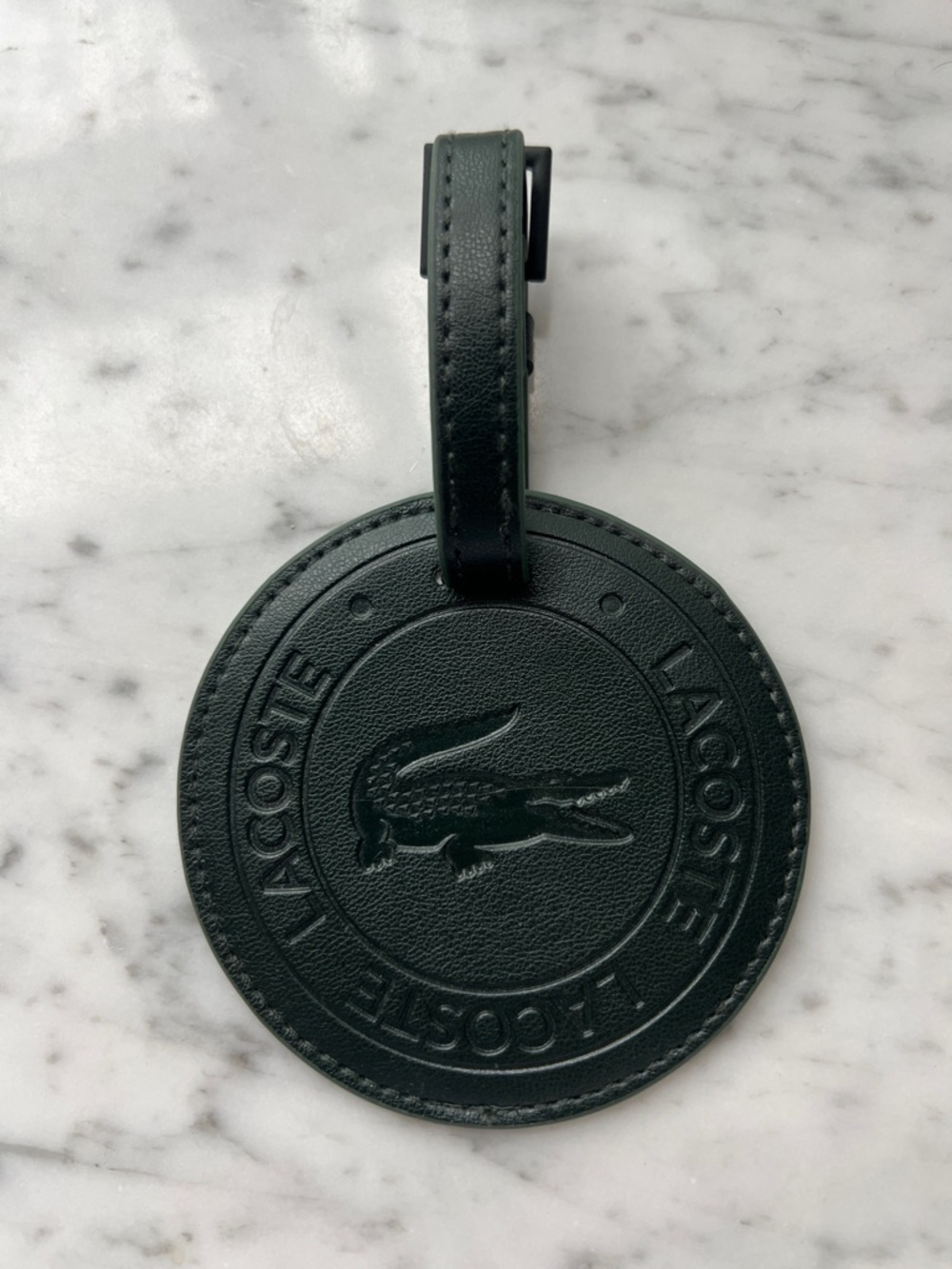 3 for $60 | Lacoste Leather Luggage Tag - Dark Green